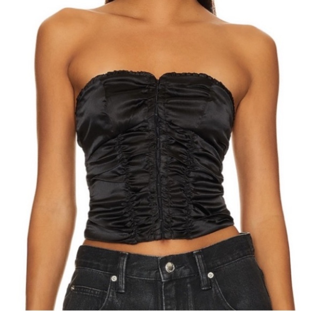 Superdown Black Corset Tube Top